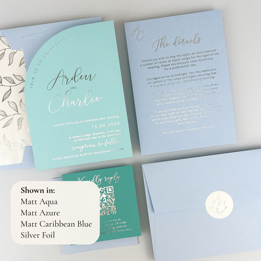 Arden Wedding Invitation - Teal/Orange/Yellow