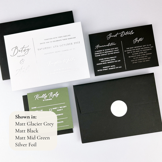 Betsy Wedding Invitation - Greys/Black