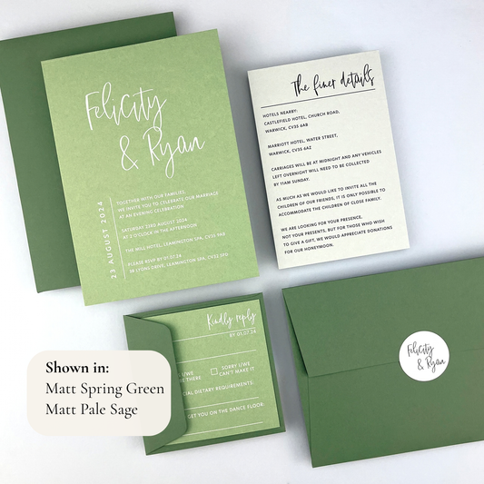 Felicity Parcel Wedding Invitation - Greens