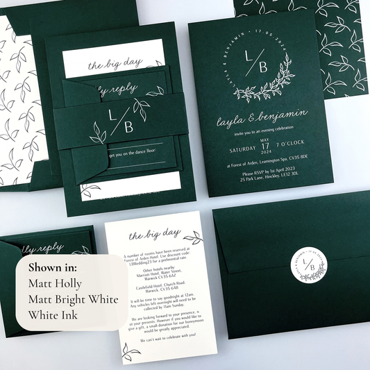 Layla Parcel Wedding Invitation - Greens