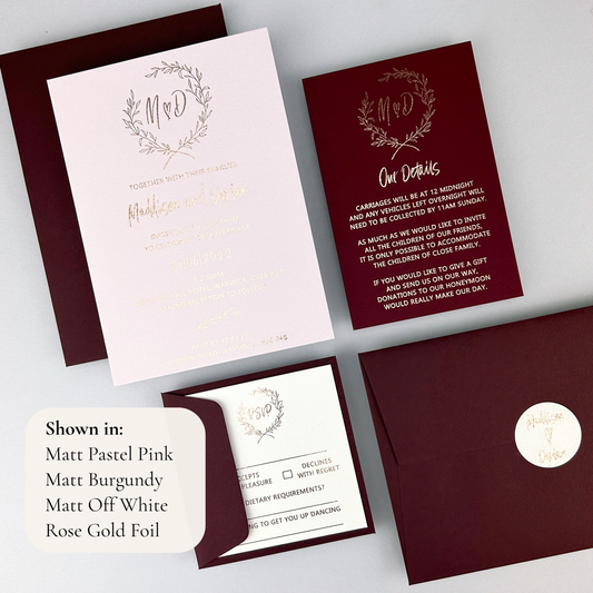 Maddison Wedding Invitation - Pinks