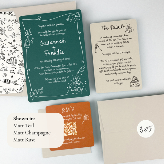 Savannah Wedding Invitation - Teal/Orange/Yellow