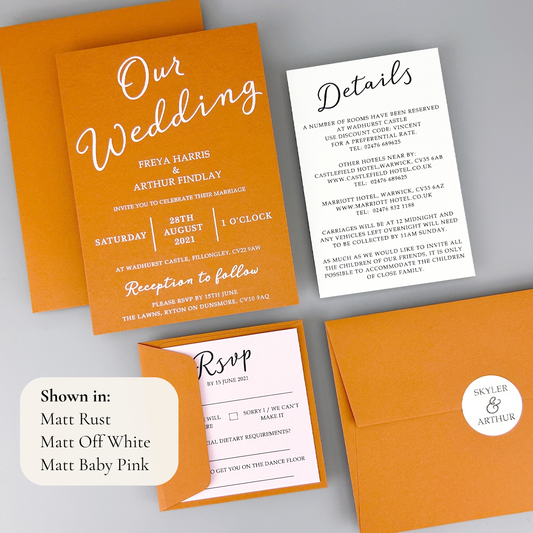 Skyler Wedding Invitation - Teal/Orange/Yellow