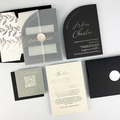 Arden Wedding Invitation - Grey/Black