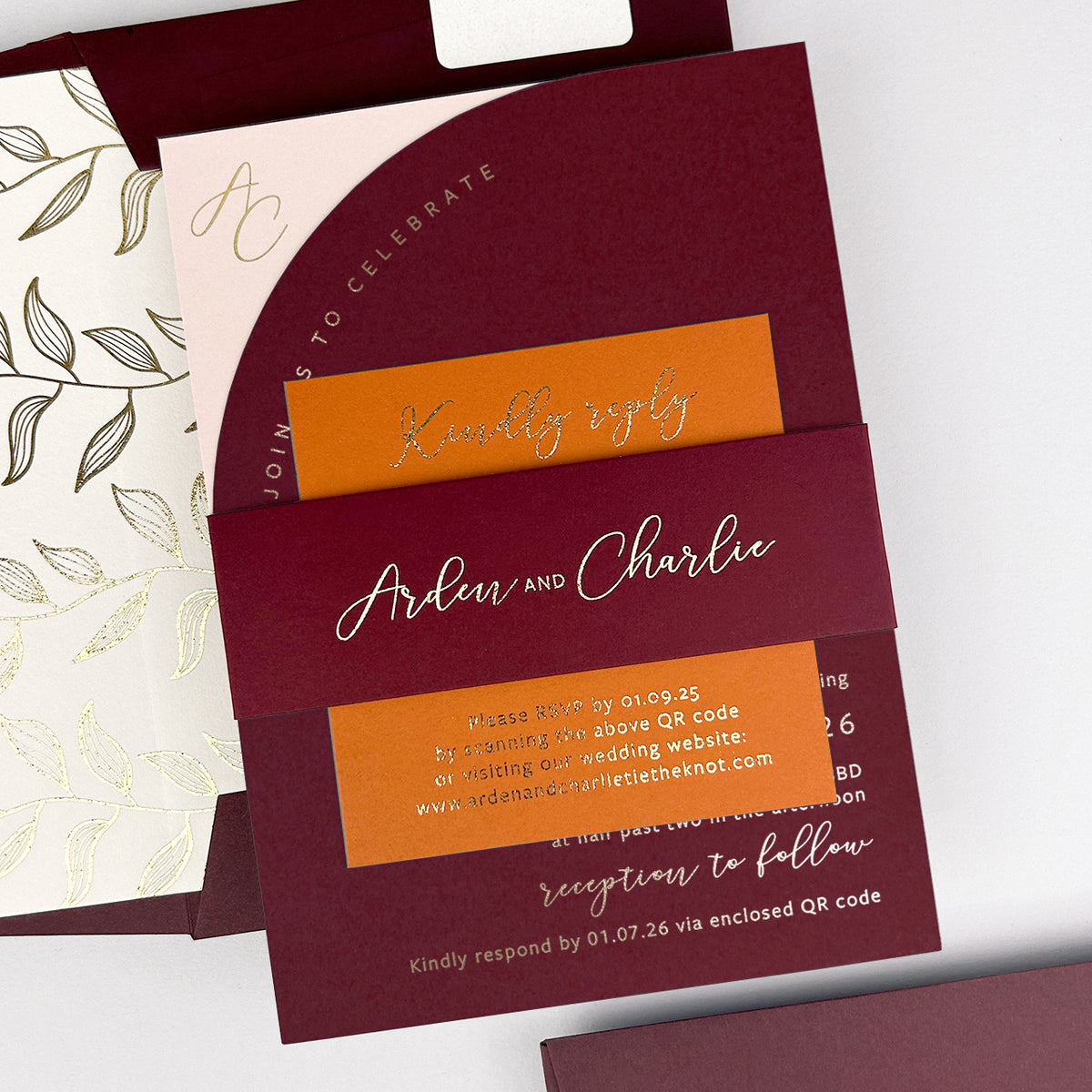 Arden Wedding Invitation - Purple/Red/Gold