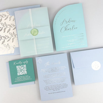 Arden Wedding Invitation - Teal/Orange/Yellow