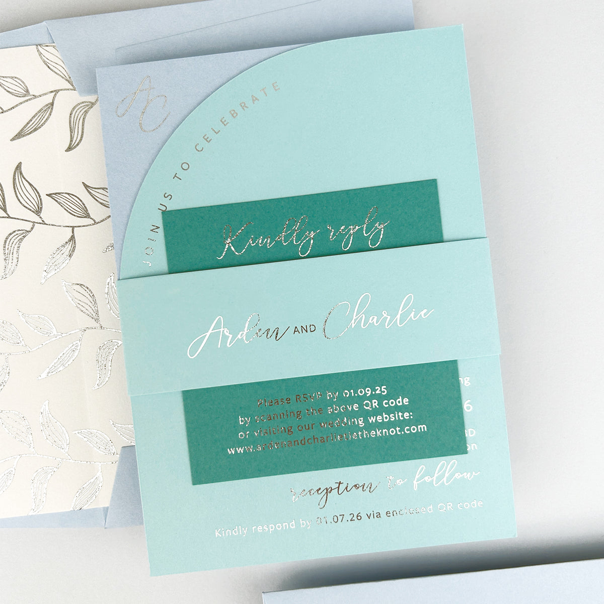Arden Wedding Invitation - Teal/Orange/Yellow