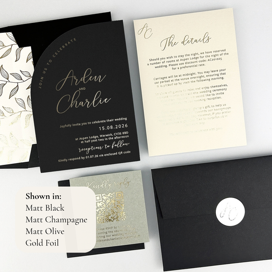 Arden Wedding Invitation - Grey/Black