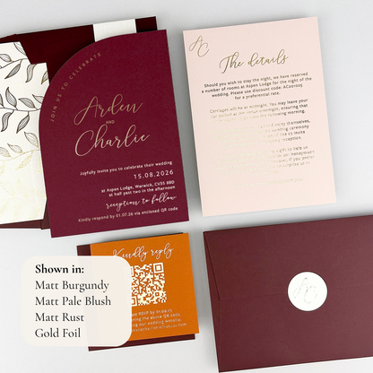 Arden Wedding Invitation - Purple/Red/Gold