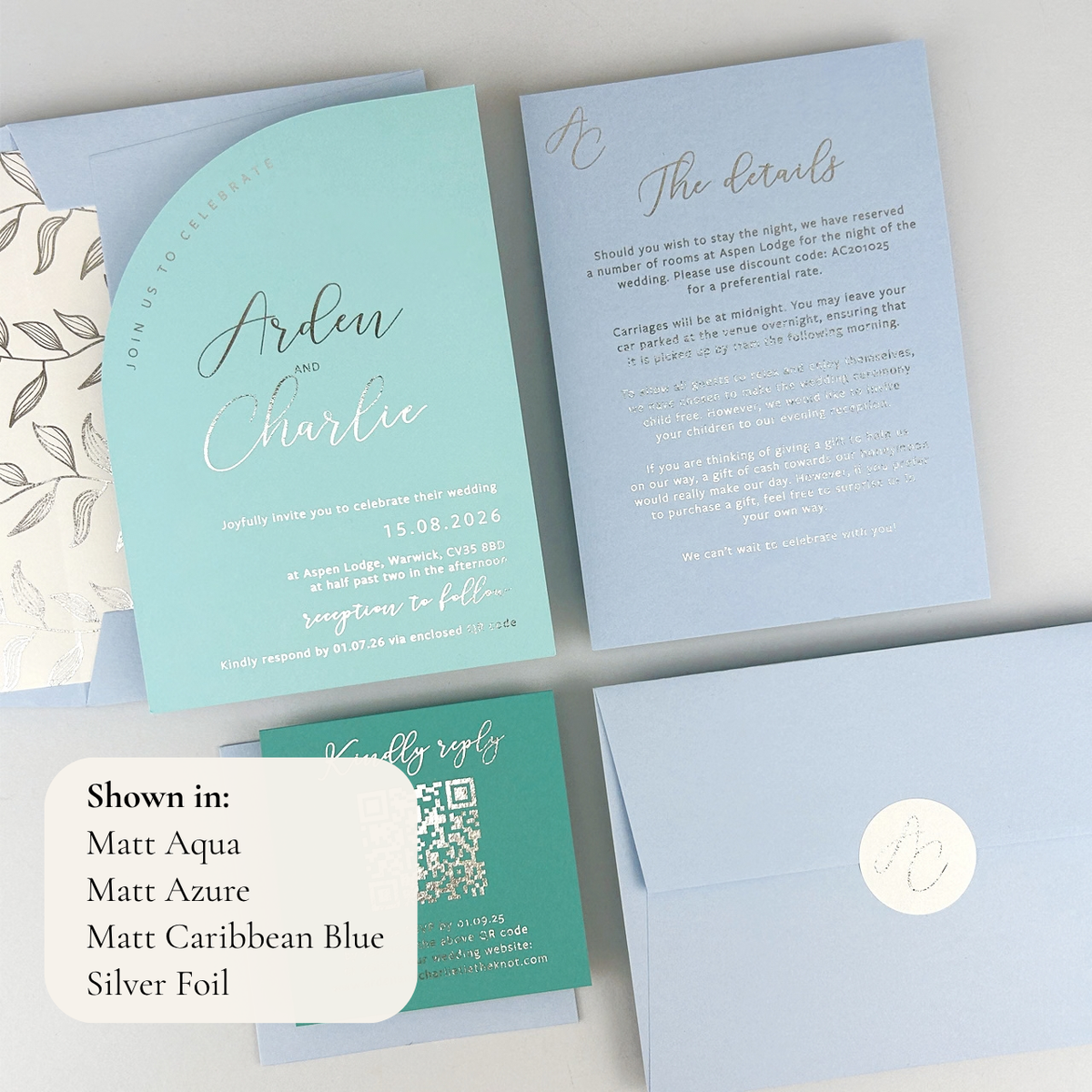 Arden Wedding Invitation - Teal/Orange/Yellow