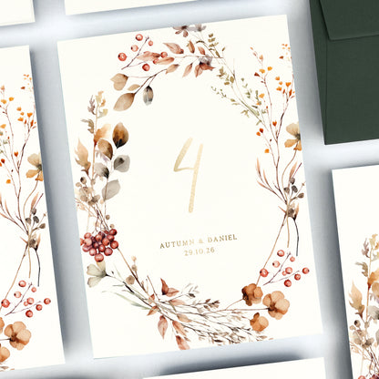 Autumn Table Name / Number