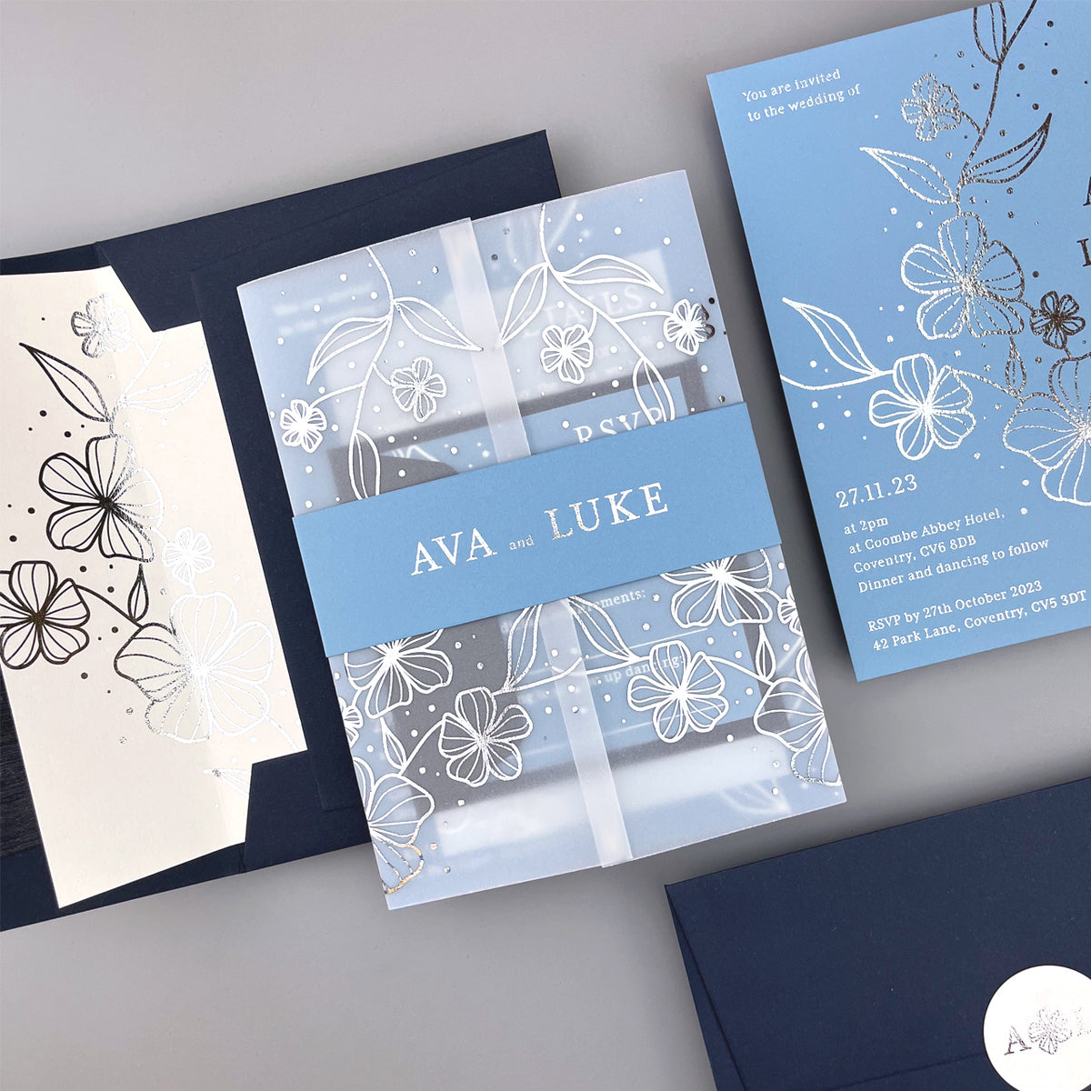 Ava Wedding Invitation - Blues