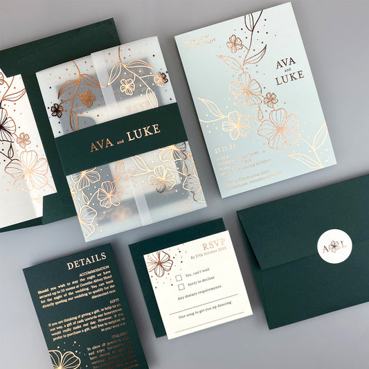 Ava Wedding Invitation - Greens