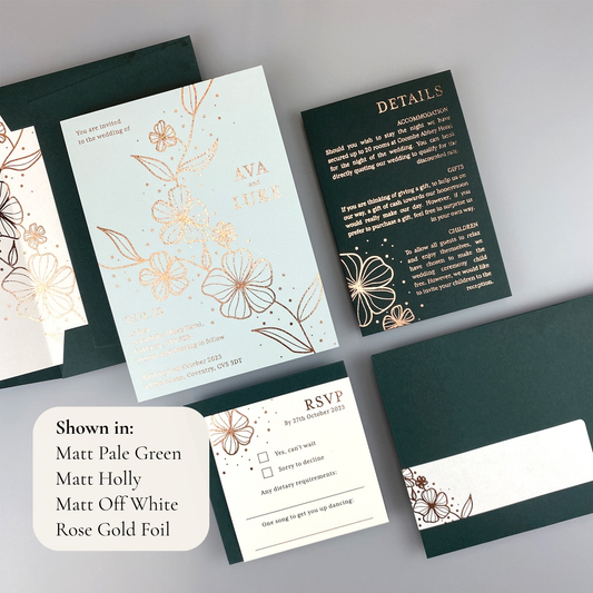 Ava Wedding Invitation - Greens