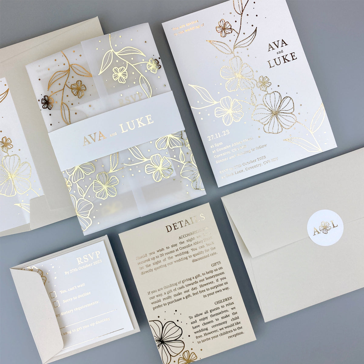 Ava Wedding Invitation - Neutrals