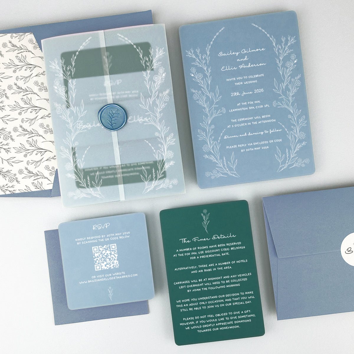 Bailey Wedding Invitation - Blues