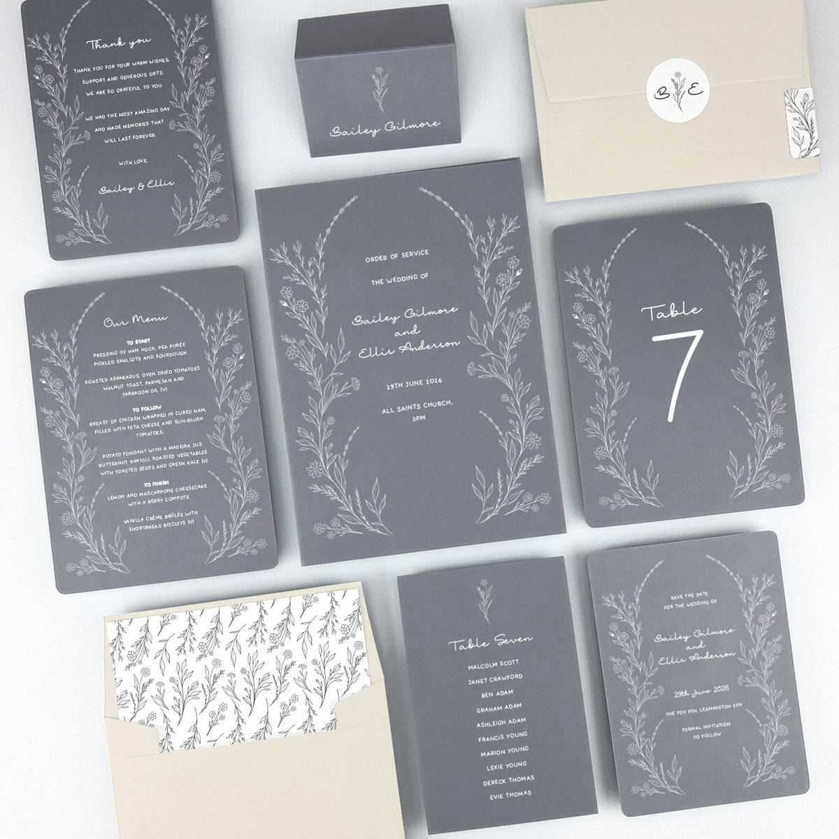 Bailey Personalised Guest Menu