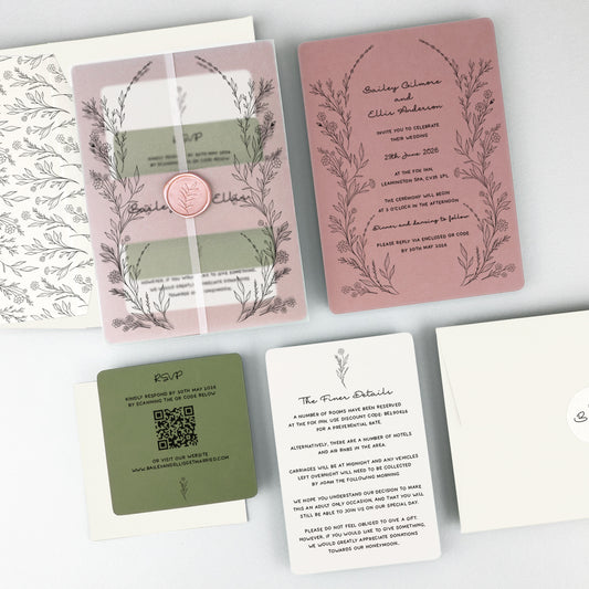 Bailey Wedding Invitation - Pinks