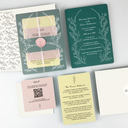 Bailey Wedding Invitation - Teal/Orange/Yellow