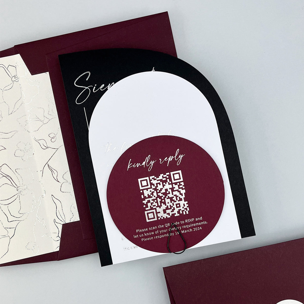 Sienna Wedding Invitation - Grey/Black