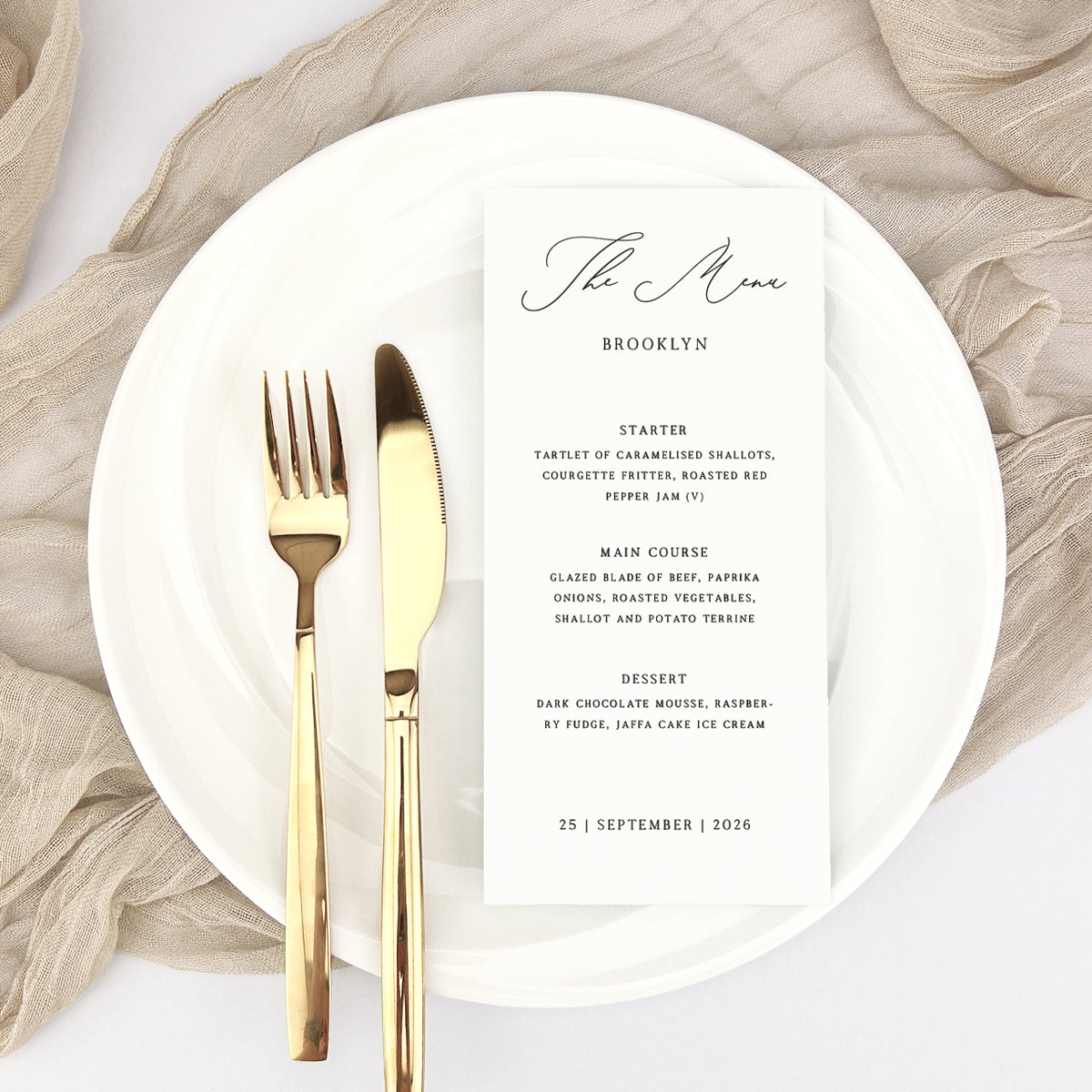 Brooklyn Personalised Guest Menu