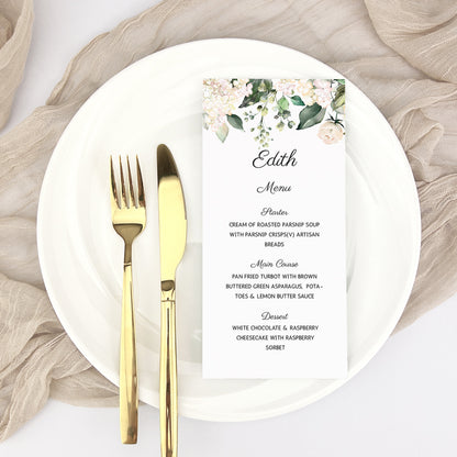 Edith Personalised Guest Menu