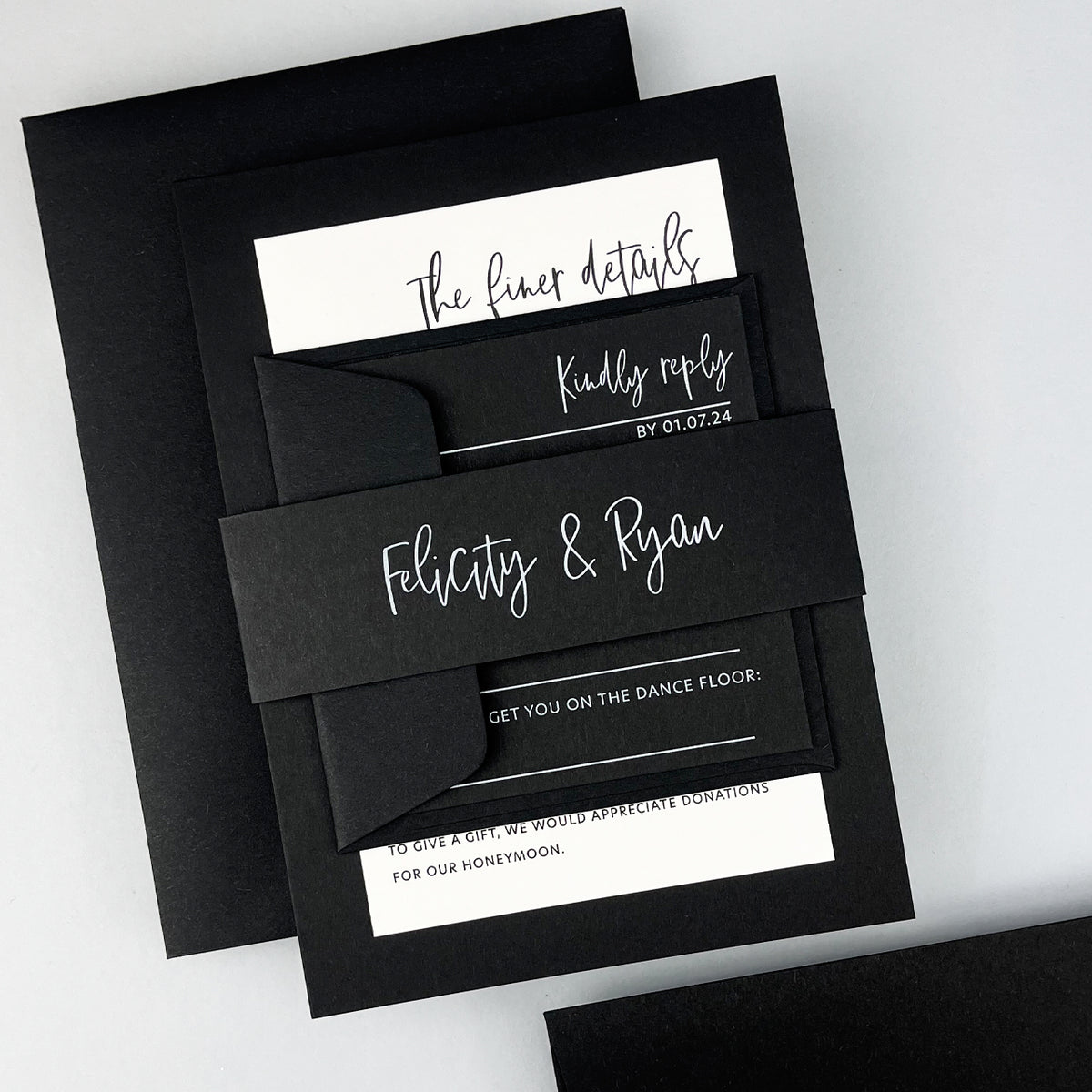 Felicity Parcel Wedding Invitation - Grey/Black