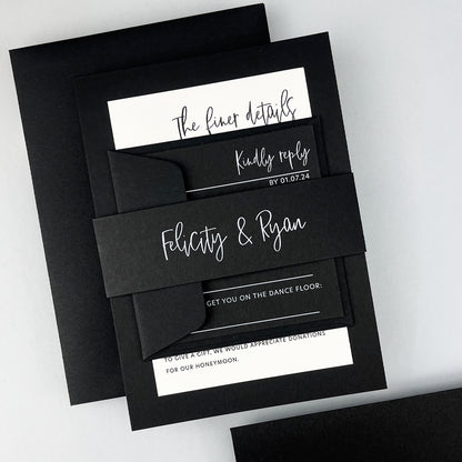 Felicity Parcel Wedding Invitation - Grey/Black