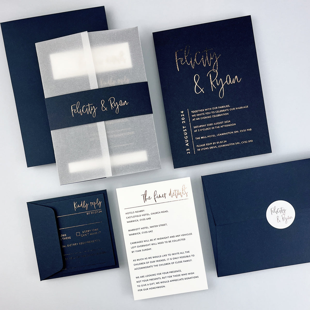 Felicity Parcel Wedding Invitation - Blues