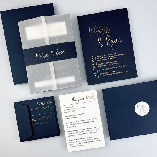 Felicity Parcel Wedding Invitation - Blues