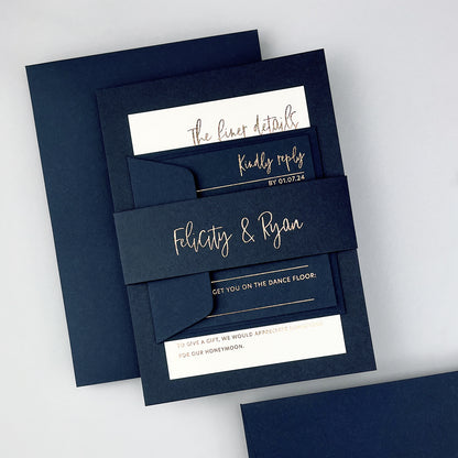 Felicity Parcel Wedding Invitation - Blues