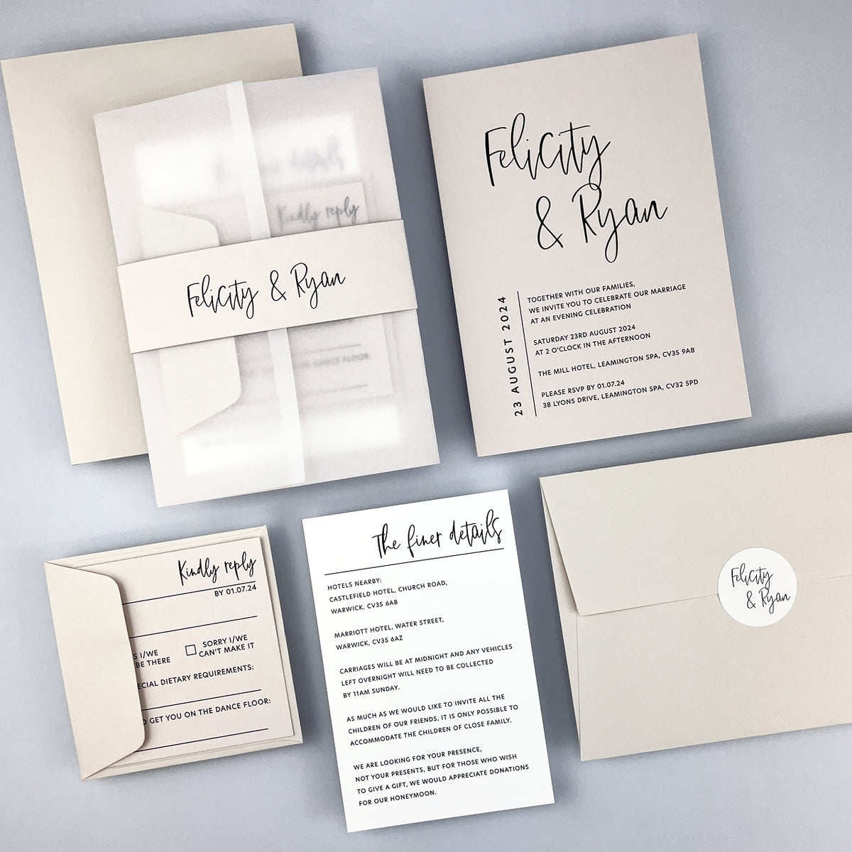Felicity Parcel Wedding Invitation - Neutrals