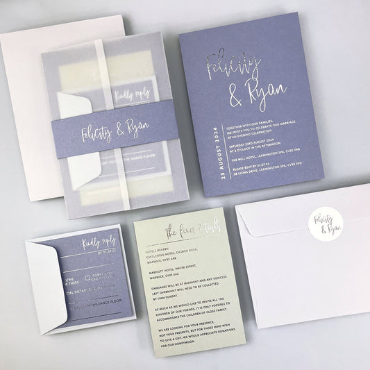Felicity Parcel Wedding Invitation - Purple/Red/Gold
