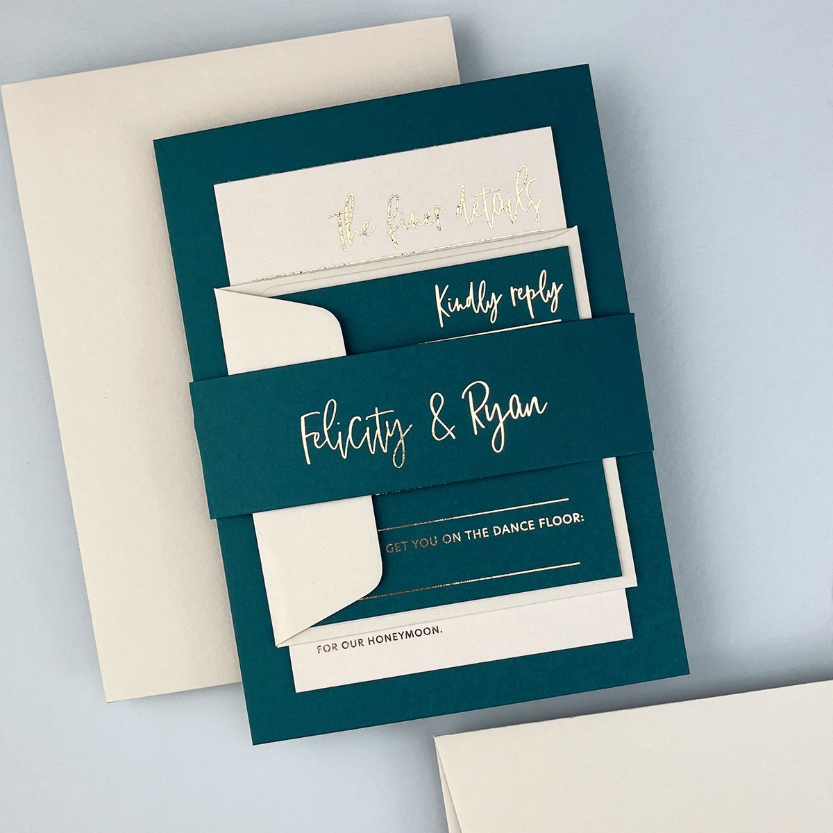 Felicity Parcel Wedding Invitation - Teal/Orange/Yellow