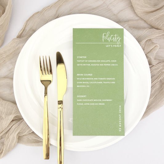 Felicity Personalised Guest Menu