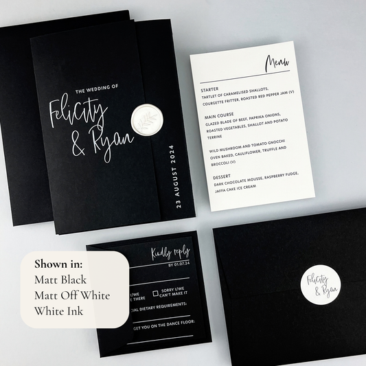Felicity Gatefold Wedding Invitation - Grey/Black