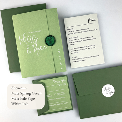 Felicity Gatefold Wedding Invitation - Greens