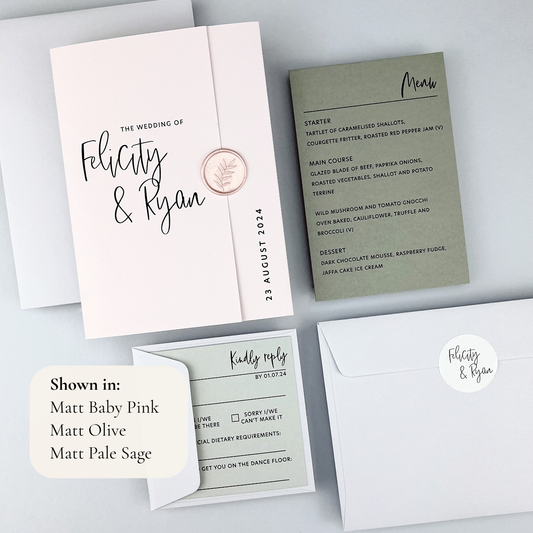 Felicity Gatefold Wedding Invitation - Pinks