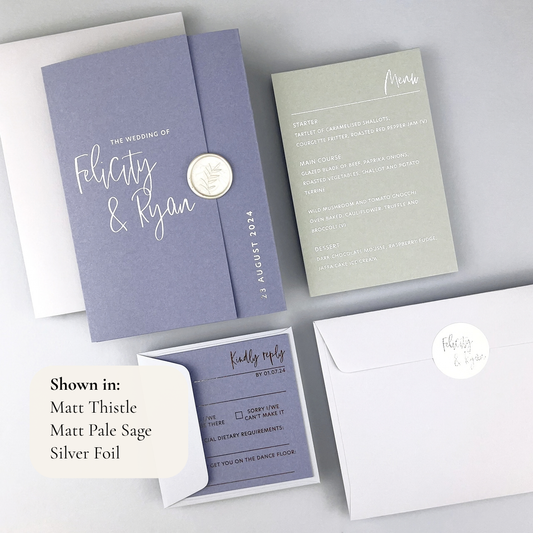 Felicity Gatefold Wedding Invitation - Purple/Red/Gold