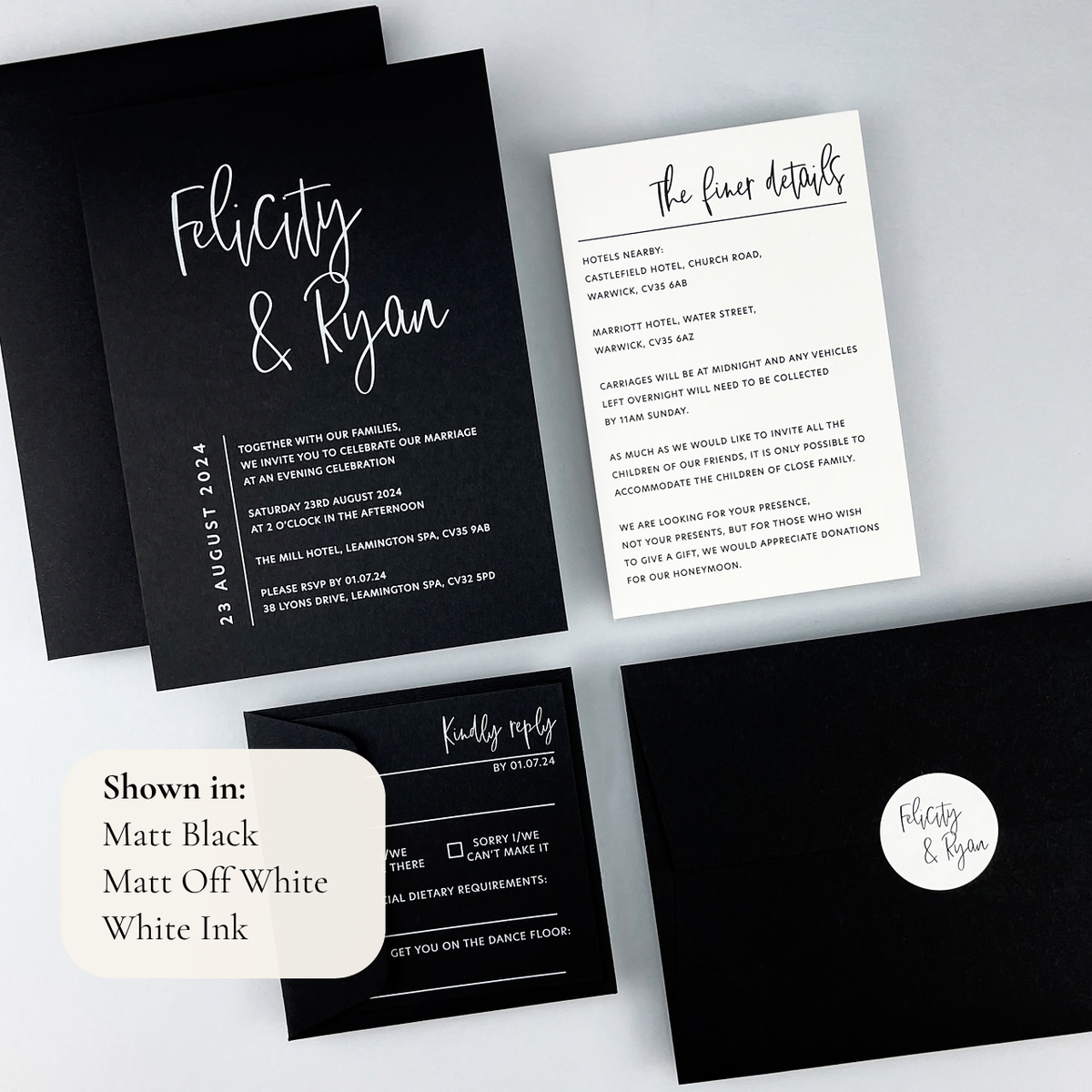 Felicity Parcel Wedding Invitation - Grey/Black