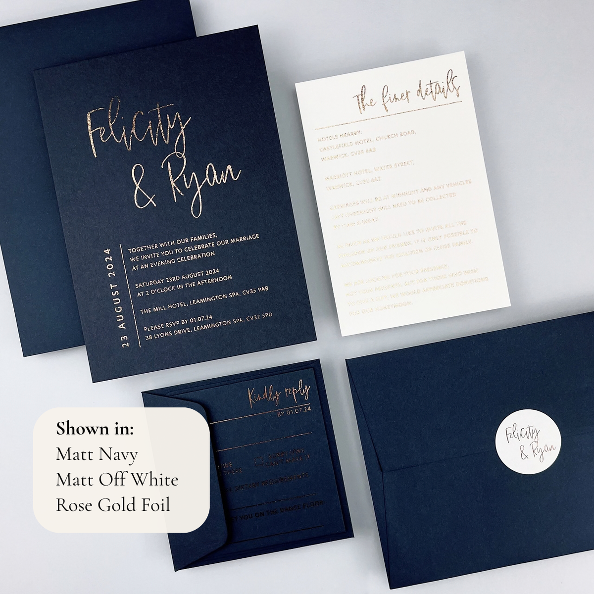 Felicity Parcel Wedding Invitation - Blues