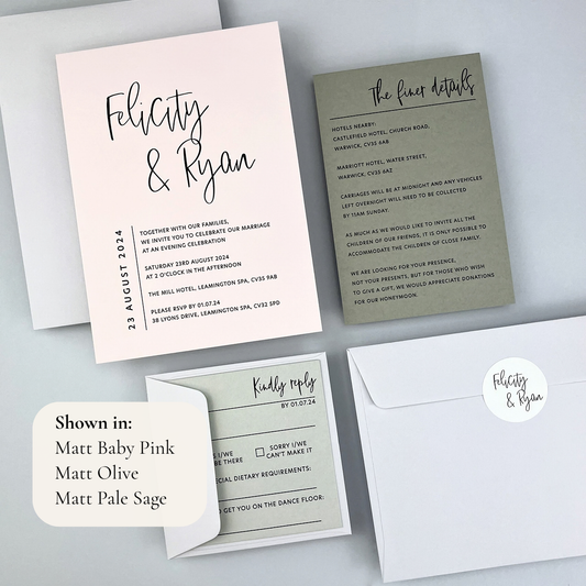 Felicity Parcel Wedding Invitation - Pinks