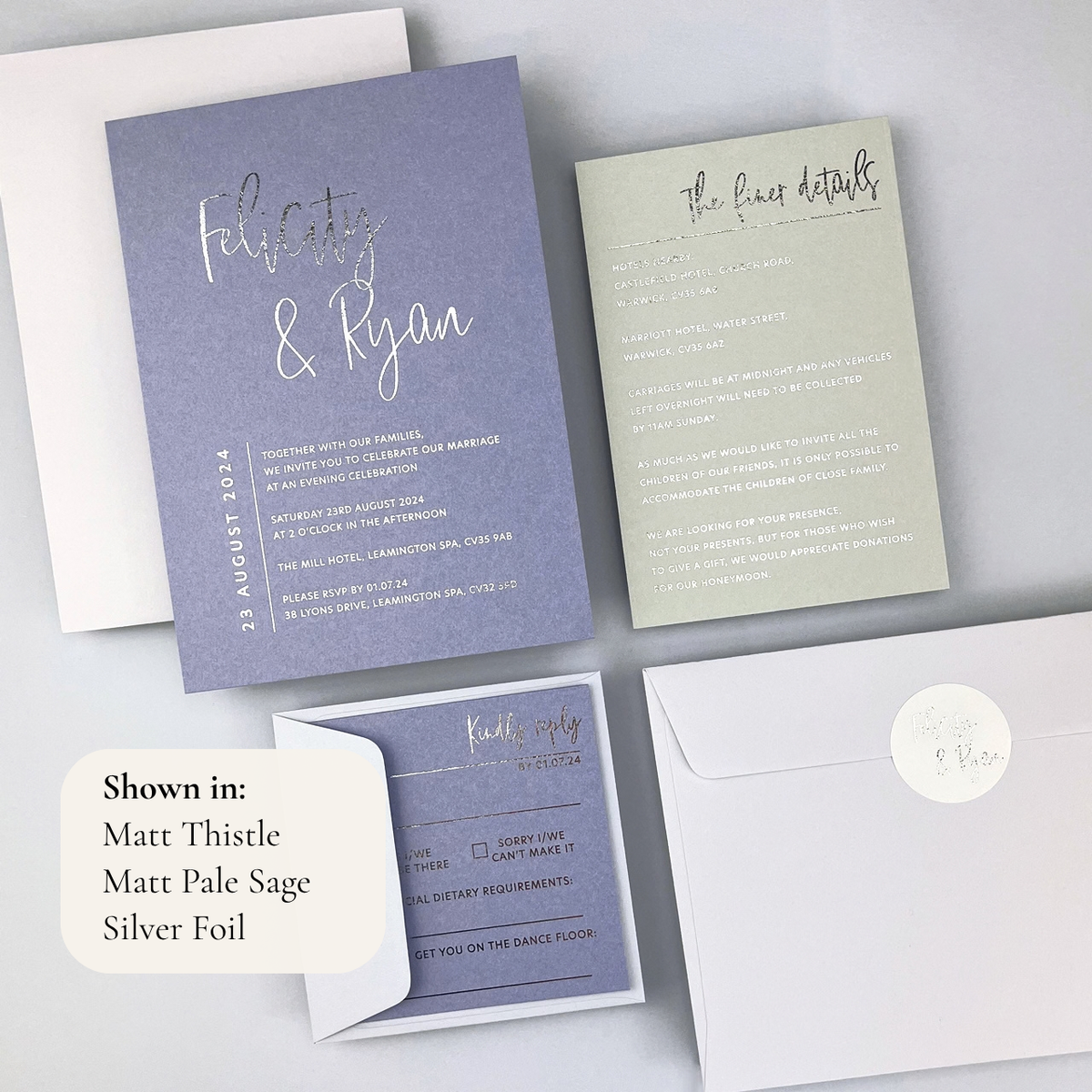 Felicity Parcel Wedding Invitation - Purple/Red/Gold