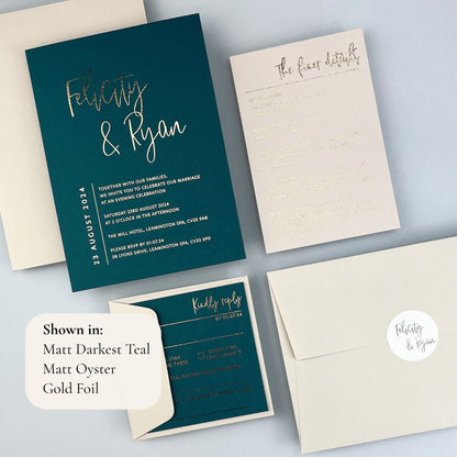 Felicity Parcel Wedding Invitation - Teal/Orange/Yellow