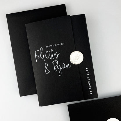 Felicity Gatefold Wedding Invitation - Grey/Black
