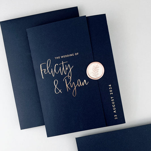 Felicity Gatefold Wedding Invitation - Blues