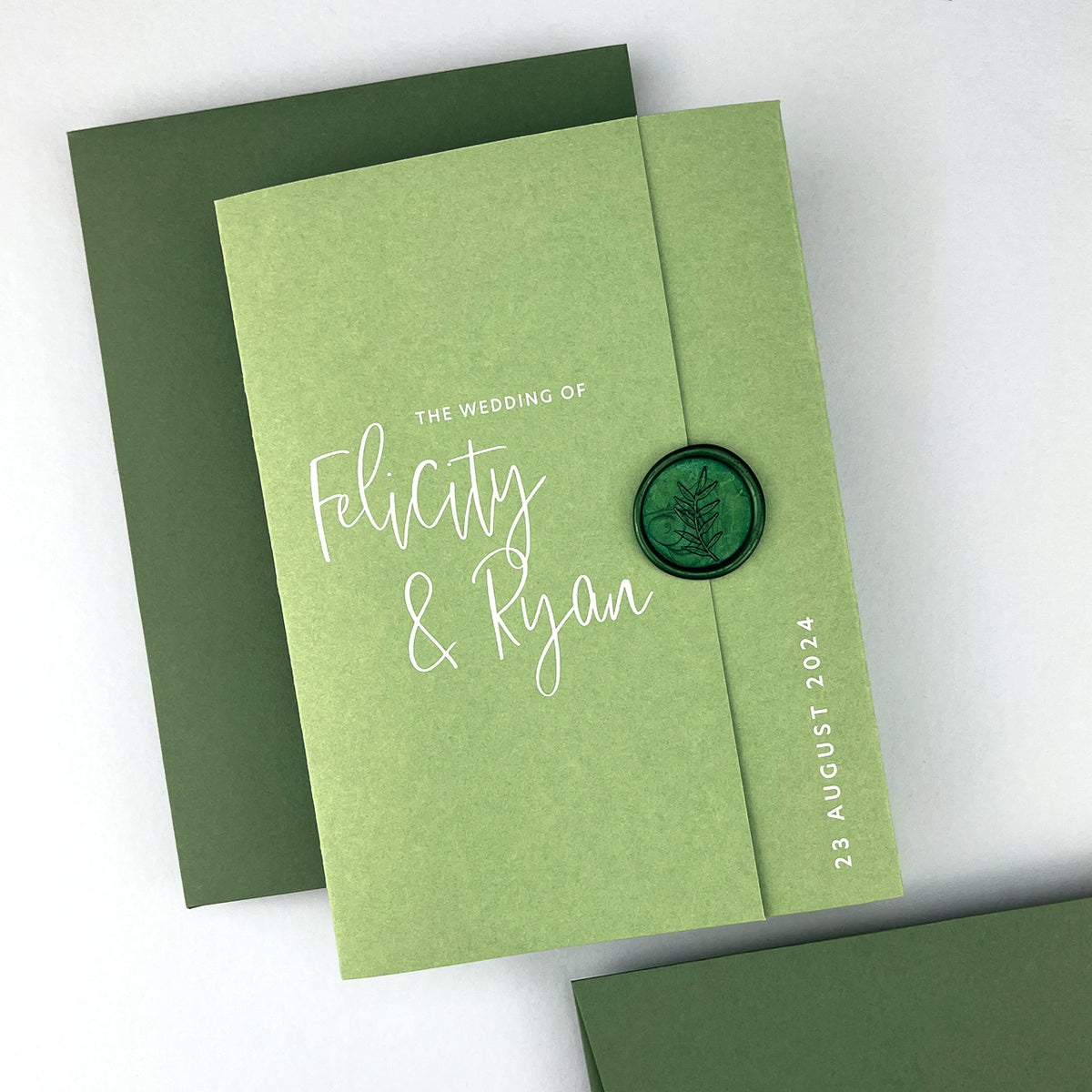 Felicity Gatefold Wedding Invitation - Greens