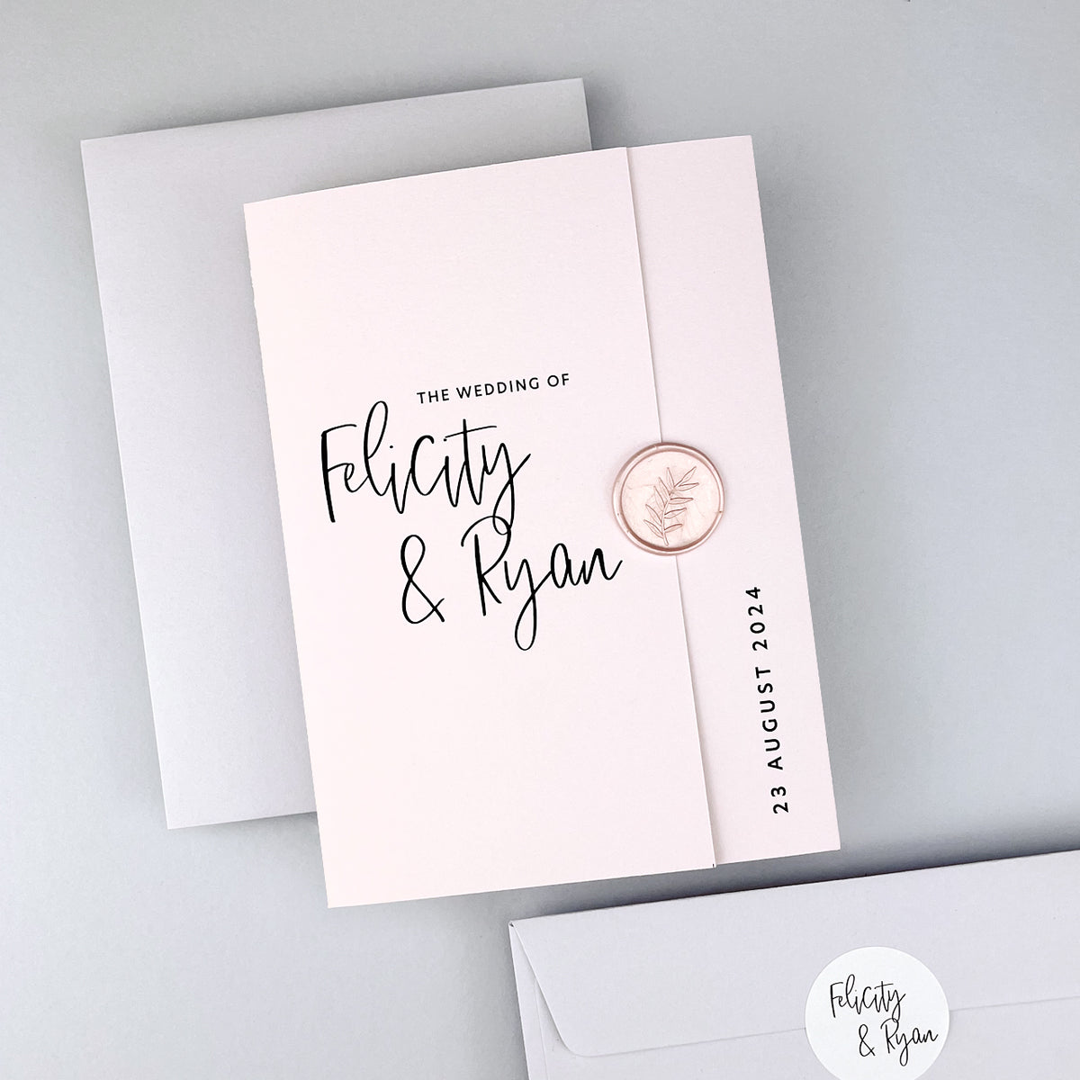 Felicity Gatefold Wedding Invitation - Pinks