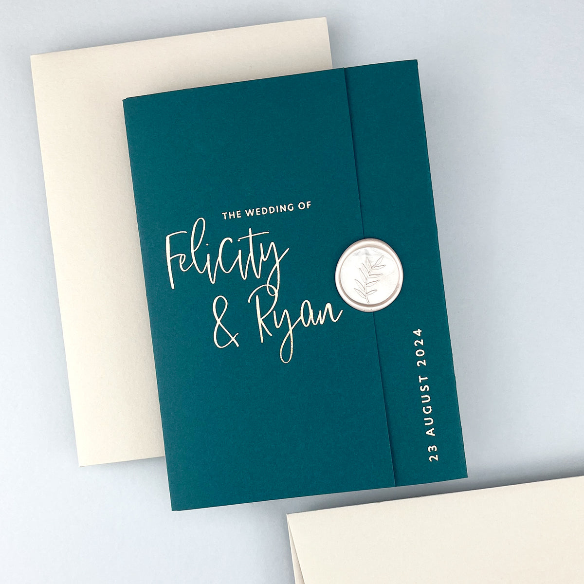 Felicity Gatefold Wedding Invitation - Teal/Orange/Yellow
