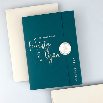 Felicity Gatefold Wedding Invitation - Teal/Orange/Yellow
